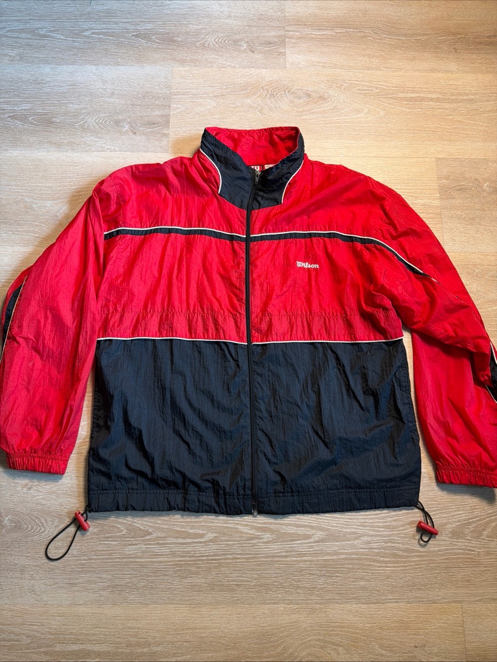 Vintage 90s Wilson Advantage Colorblock Tennis Windbreaker Jacket Red Black L